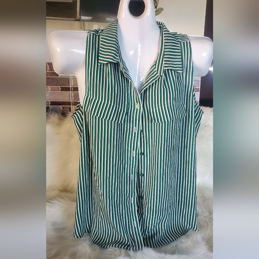 BLOUSE Worthington Green Casual Button Down Shirt P XL
